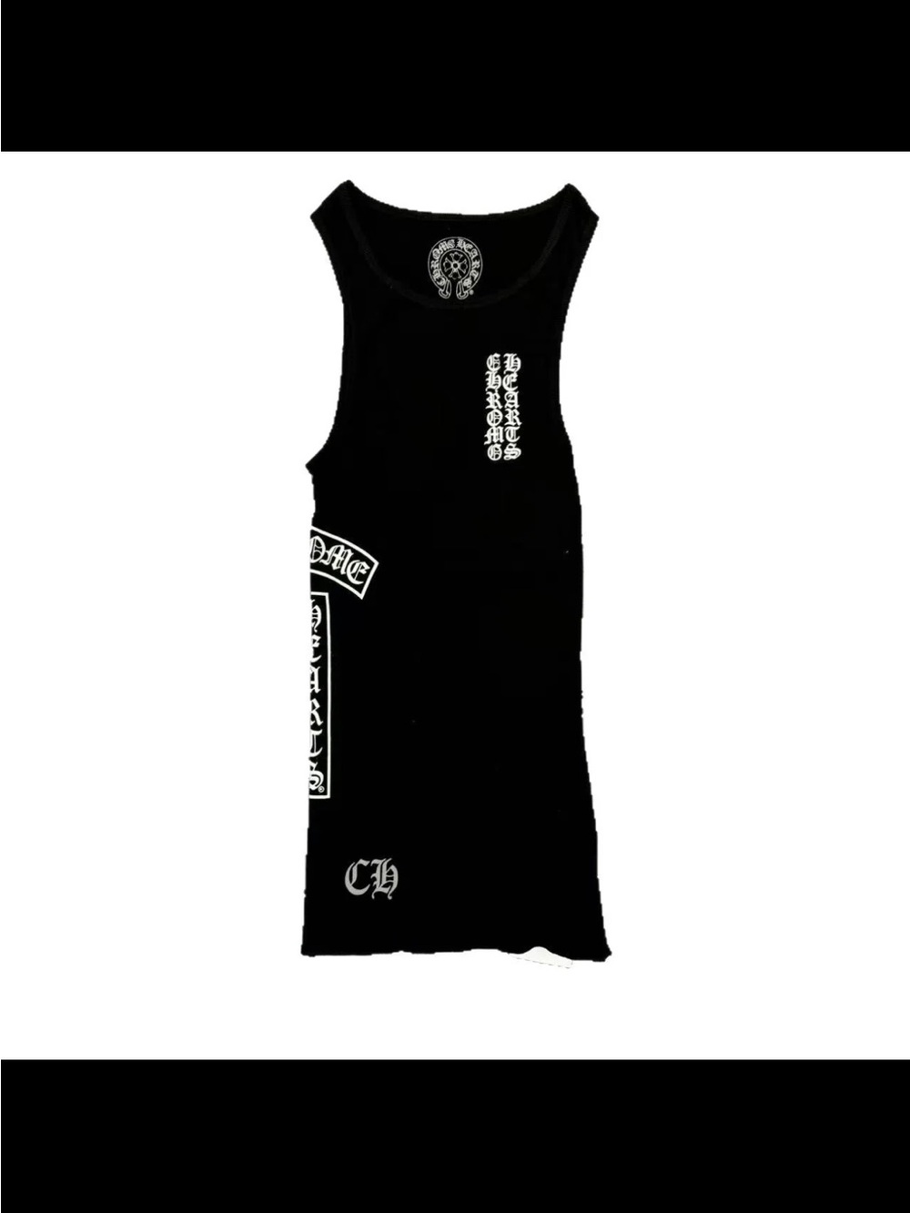 Chrome Hearts Black Tank Top with White Gothic Logos